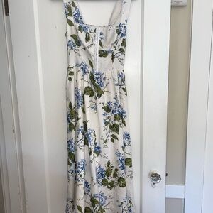 Reformation White and Blue Floral Linen Dress